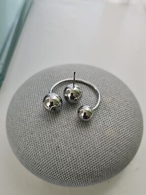 Polished Silver Ball Cuff Earring - Stainless Steel
